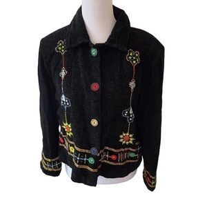 Allure Size M, Cardigan Black Color Beaded Jacket. Very Unique Vintage